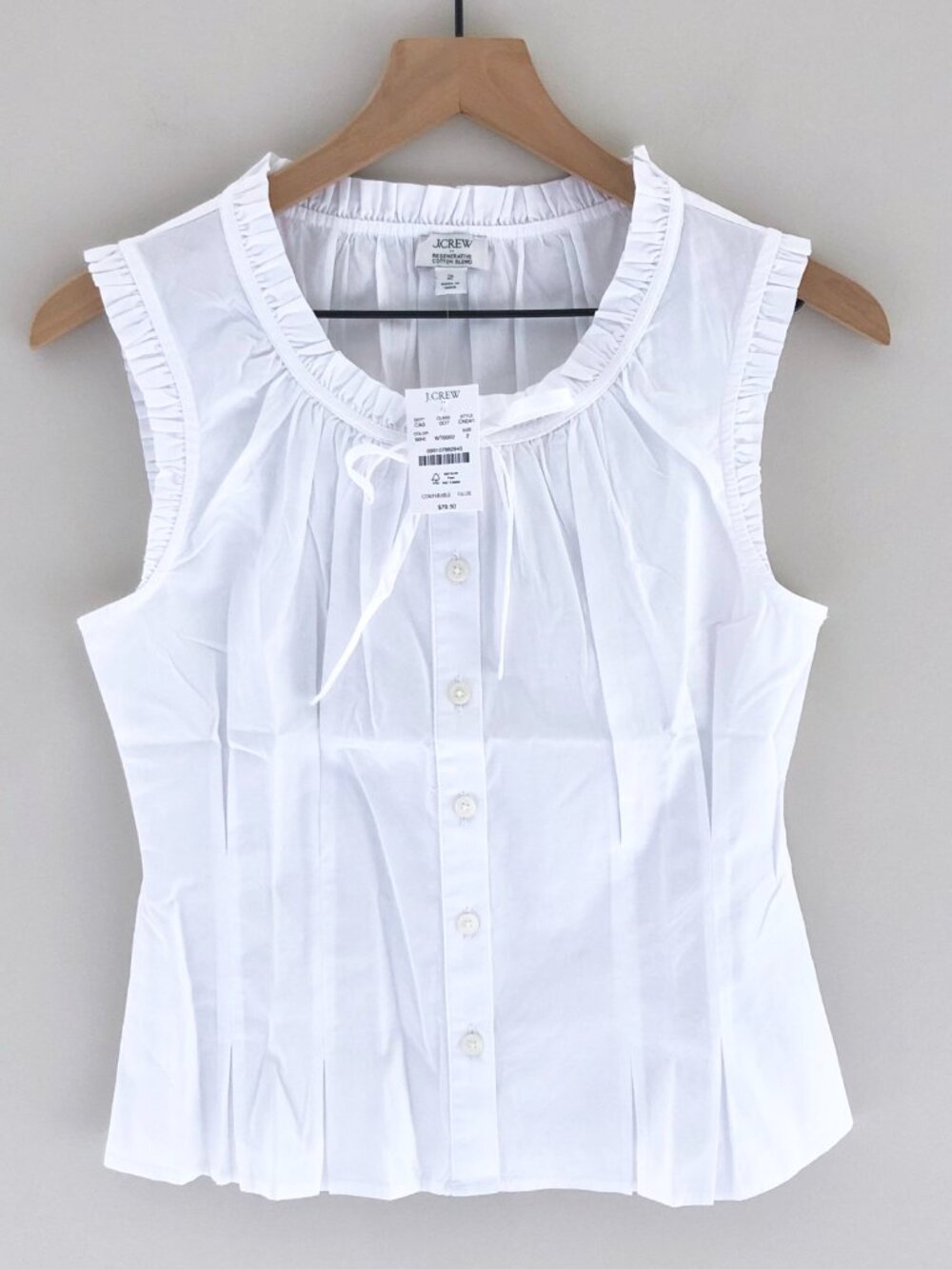 NWT J.Crew Factory Ruffleneck Tie-neck Top - Picture 4 of 6